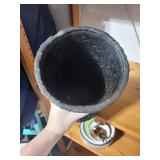 Textured Black Ceramic Vase with Tree Bark Design, 10 Inch