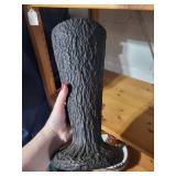 Textured Black Ceramic Vase with Tree Bark Design, 10 Inch