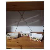 Set of 3 Garden Ridge Mini Ceramic Loaf Pans with Fruit and Harvest Designs