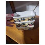 Set of 3 Garden Ridge Mini Ceramic Loaf Pans with Fruit and Harvest Designs