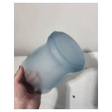 Frosted Blue Glass Lidded Candy Jar, 8 Inch