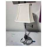 Adjustable Chrome Table Lamp with Fabric Shade