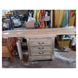 Vintage Bedroom Set with Carved Mirror Dresser and Headboard
