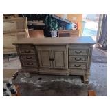 Vintage Bedroom Set with Carved Mirror Dresser and Headboard