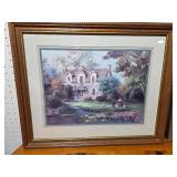 Framed Artwork of Children in Garden Scene