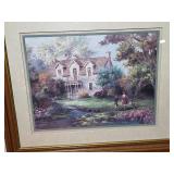 Framed Artwork of Children in Garden Scene