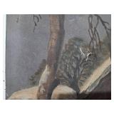 Winter Landscape Painting with Snowy Trees and House