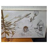 Set of 2 Floral Canvas Paintings with Gold Accents