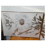 Set of 2 Floral Canvas Paintings with Gold Accents