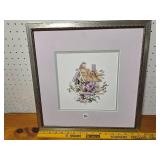 Framed Birdhouse with Flowers Art Print