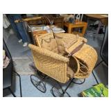 Vintage Wicker Baby Carriage with Intricate Weaving