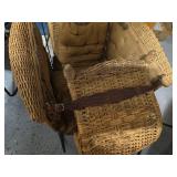 Vintage Wicker Baby Carriage with Intricate Weaving