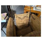 Vintage Wicker Baby Carriage with Intricate Weaving