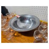 Vintage Etched Glass Stemware & Metal Serving Bowl Collection
