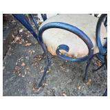 Vintage Outdoor Patio Set with Metal Mesh Table with Umbrella Stand and 6 Chairs