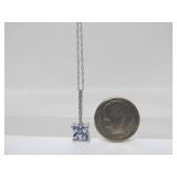 10K White Gold Necklace w/Tanzanite & 10K Gold Pendant