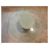 Modern Round Glass Coffee Table with Concrete Base