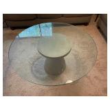 Modern Round Glass Coffee Table with Concrete Base