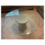 Modern Round Glass Coffee Table with Concrete Base