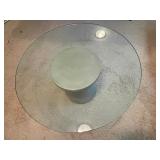 Modern Round Glass Coffee Table with Concrete Base