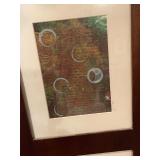 Tall Multi-Panel Wood Frame with 4 Abstract Art Prints