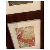 Tall Multi-Panel Wood Frame with 4 Abstract Art Prints