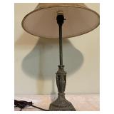 Vintage Table Lamp with Decorative Base and Fabric Shade