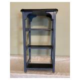 Wooden 3-Tier Blue Accent Shelf with Black Top