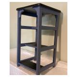 Wooden 3-Tier Blue Accent Shelf with Black Top