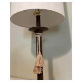 Table Lamp with White Shade and Decorative Tassel Accent