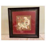 Framed Floral Artwork with Textured Matting