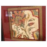 Framed Floral Artwork with Textured Matting