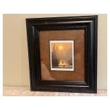 Framed Landscape Art Print with Forest and River Scene