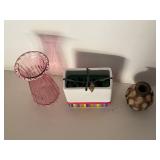 Set of 3 Decorative Vases Including Birthday Vase with Damage