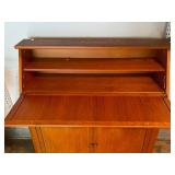 Wooden Secretary Desk with Drop-Front and Storage Shelves