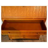 Wooden Secretary Desk with Drop-Front and Storage Shelves