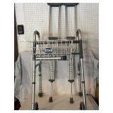 Drive Medical Walker with Basket and Pair of Adjustable Aluminum Crutches