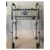 Drive Medical Walker with Basket and Pair of Adjustable Aluminum Crutches