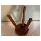 Wooden Folding TV Tray and Vintage 3-Leg Stool Set