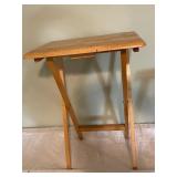 Wooden Folding TV Tray and Vintage 3-Leg Stool Set