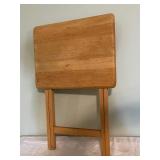Wooden Folding TV Tray and Vintage 3-Leg Stool Set