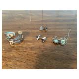 Collection of Vintage Sterling Silver Jewelry: Bracelet and 3 Pairs of Earrings