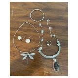 Artisan Sterling Silver Jewelry Collection: 2 Necklaces, Bracelet, Ring, and Earrings