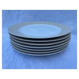 Set of 6 Dinner Plates, 5 Drip Glaze Mugs, and 4 Ceramic Measuring Bowls