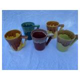 Set of 6 Dinner Plates, 5 Drip Glaze Mugs, and 4 Ceramic Measuring Bowls