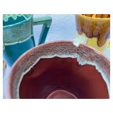 Set of 6 Dinner Plates, 5 Drip Glaze Mugs, and 4 Ceramic Measuring Bowls