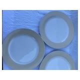 Set of 6 Dinner Plates, 5 Drip Glaze Mugs, and 4 Ceramic Measuring Bowls