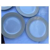 Set of 6 Dinner Plates, 5 Drip Glaze Mugs, and 4 Ceramic Measuring Bowls