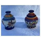 Talavera Mexico Hand-Painted Salt and Pepper Shakers with Tray