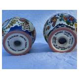 Talavera Mexico Hand-Painted Salt and Pepper Shakers with Tray